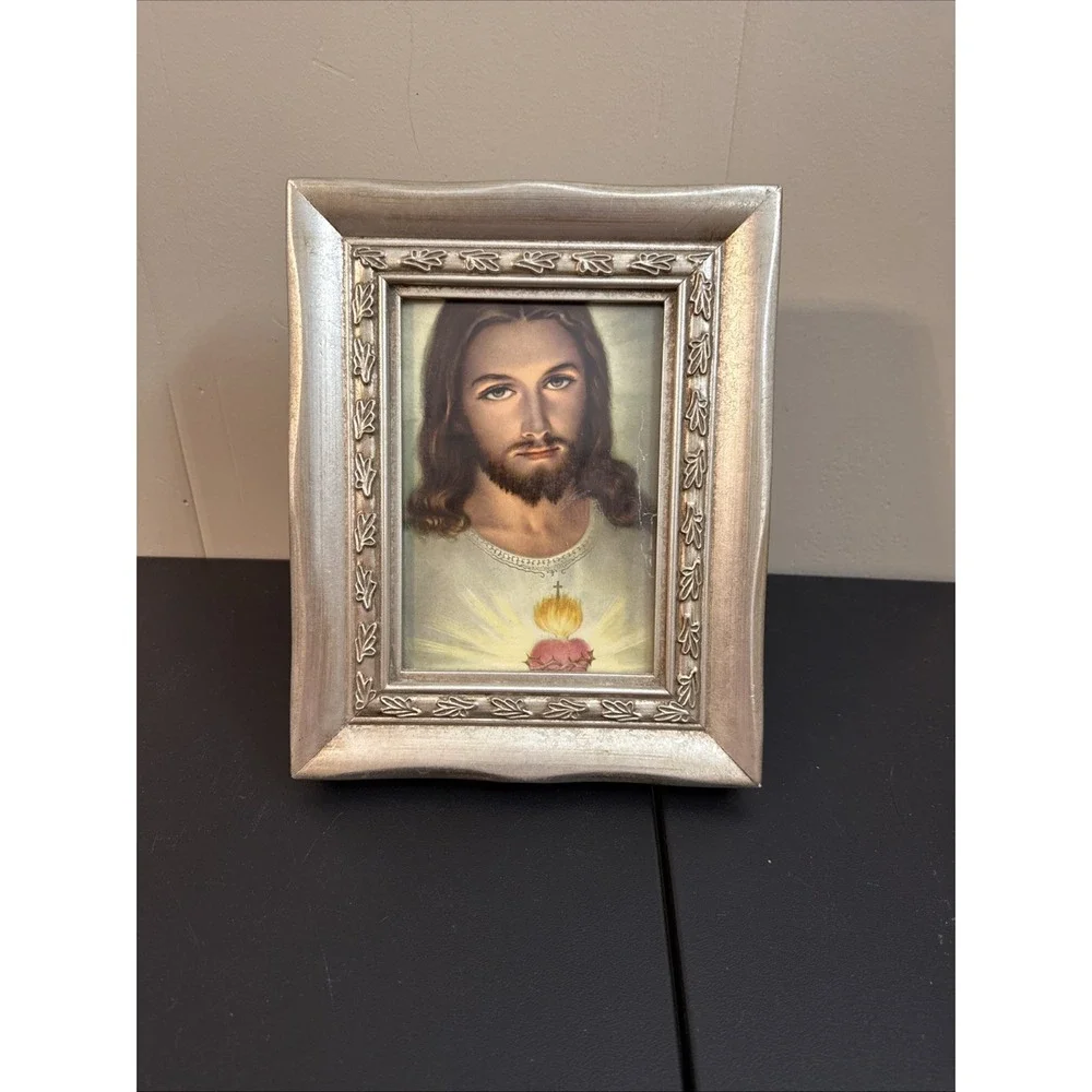 Beautiful Framed Jesus Christ Picture Silver Frame